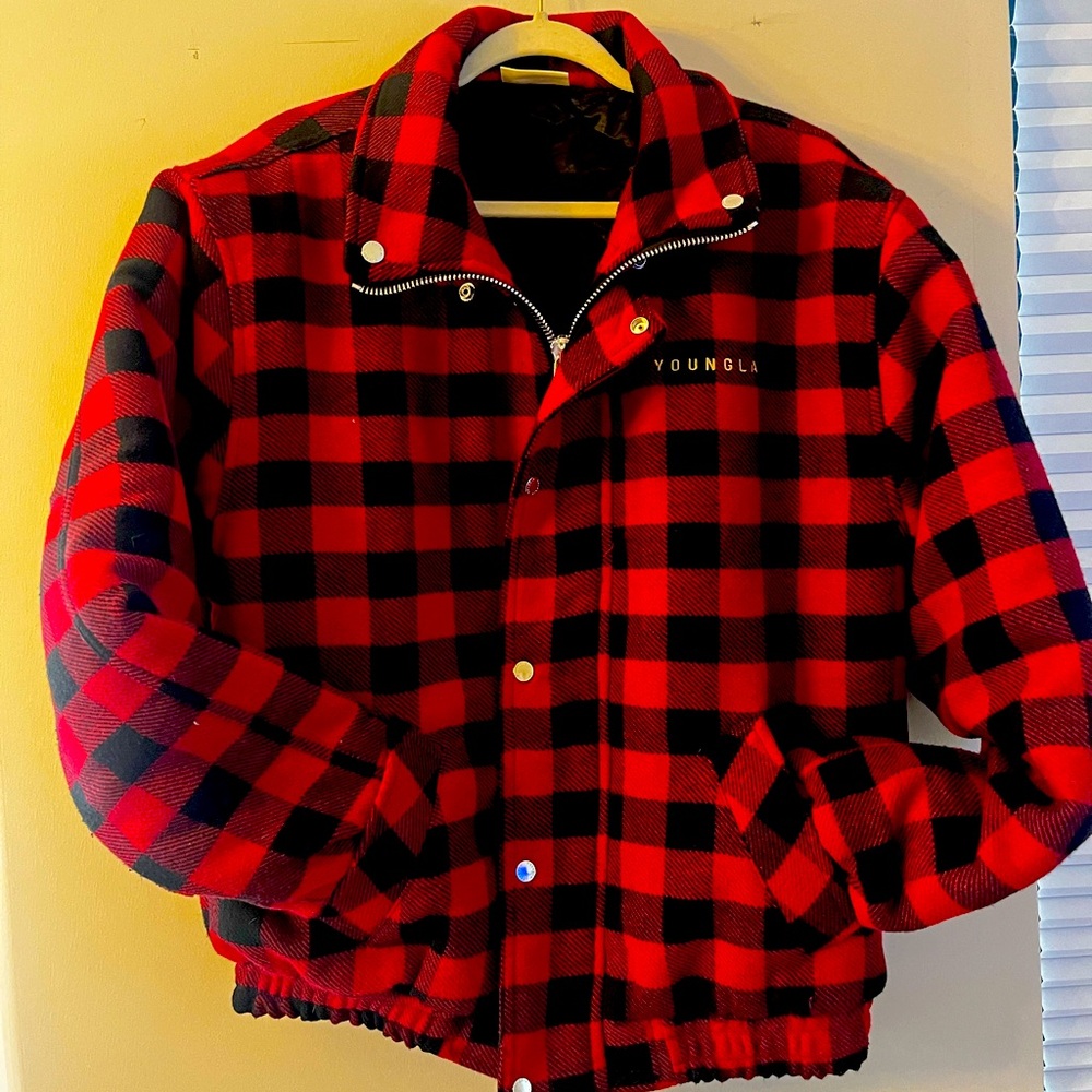 YoungLA - 563 Kingpin Jacket - Red and Black Buffalo plaid - Size M